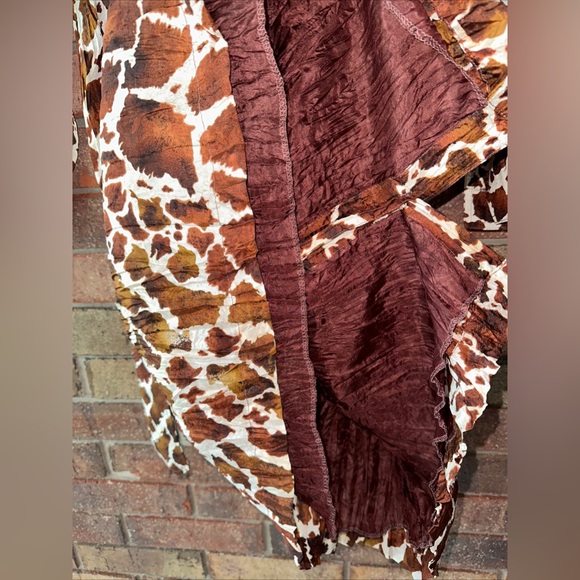 Lynn Richie Vintage NWT Crinkle Silk Giraffe Print Dress Prop Button Up Small - Picture 10 of 12